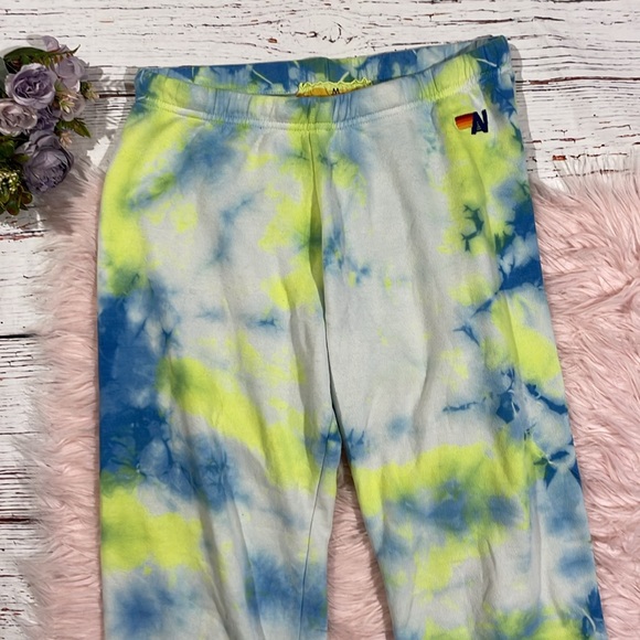 Aviator Nation Yellow Blue High Rise Tie Dye Sweatpants - Picture 3 of 10